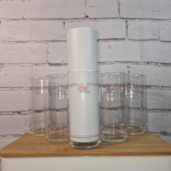 CORELLE ENGLISH BREAKFAST SET OF 6 DRINKING GLASSES VINTAGE EUC - Picture 6 of 6